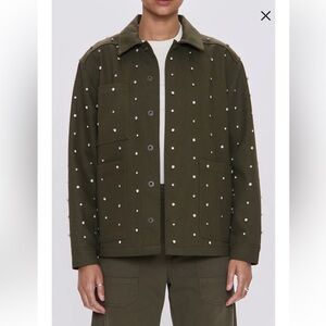Pistola Green Stud-Embellished utility Jacket